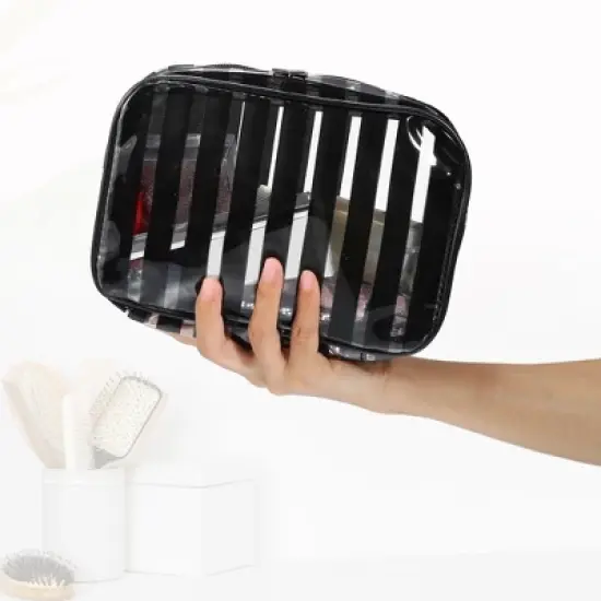 Unique Bargains Portable PVC Clear Zipper Makeup Bag Organizers 1 Pc image {3}