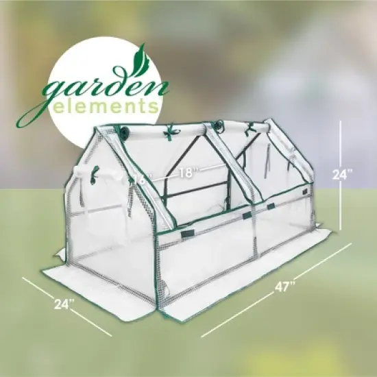 Garden Elements Indoor/Outdoor Metal Frame, Plastic Covered Angled Tunnel Greenhouse, White, Mini, 47&rdquo; image {5}