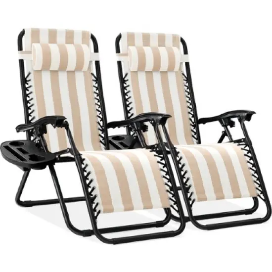 Best Choice Products Set of 2 Zero Gravity Lounge Chair Recliners for Patio, Pool w/ Cup Holder Tray image {20}