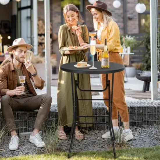 MUKE 31.5" Round Folding Picnic Table, Portable Cocktail Table with Detachable Legs, Waterproof for Indoor/Outdoor Events & Camping image {5}