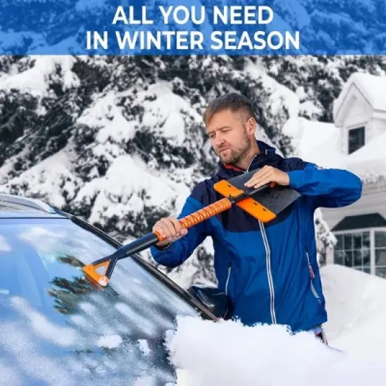 Zone Tech Extendable Snow Squeegee, Ice Scraper and Shovel 42" 5-1 Rotating Snow Squeegee Head, Extendable Ice Scraper, Shovel with Ergonomic Handle image {4}