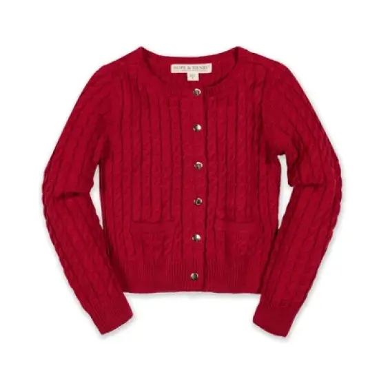Hope & Henry Girls' Long Sleeve Classic Cable Cardigan Sweater, Infant image {5}