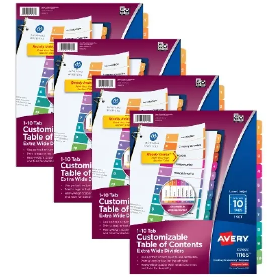Avery Extra-Wide Dividers, 10 Tabs, Ready Index (4 Sets of 34776) image {8}