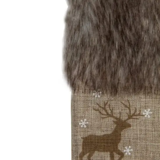Northlight 20" Brown Reindeer Christmas Stocking with Faux Fur Cuff image {2}