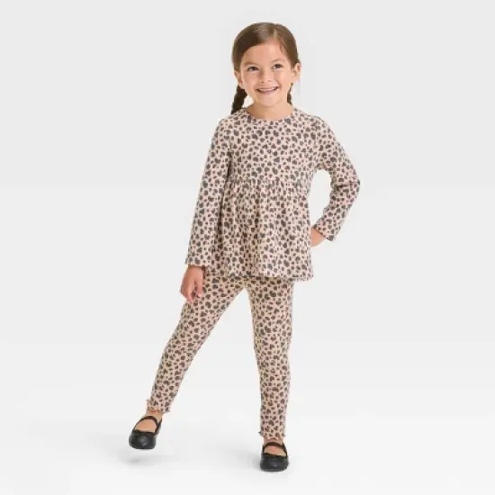 Toddler Girls' Ribbed Leopard Shirt - Cat & Jack&trade; Beige image {2}