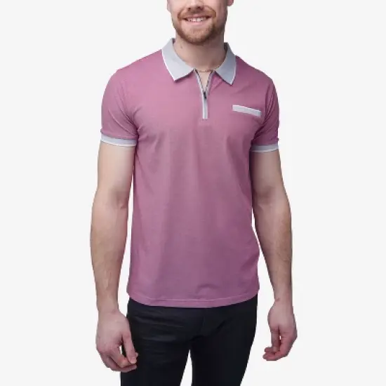 X RAY Men's Short Sleeve Zip-Neck Polo image {2}