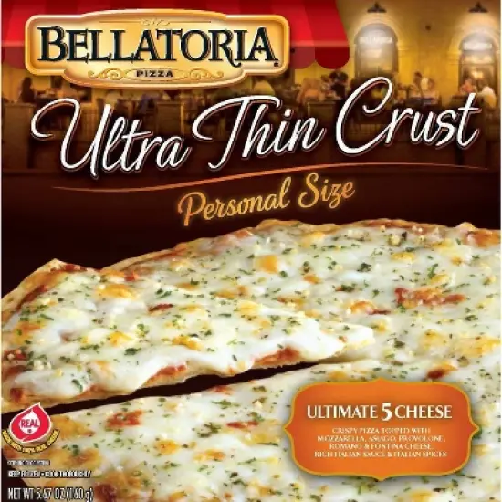 Bellatoria Personal Size Thin Crust Ultimate Five Cheese Frozen Pizza - 5.67oz image {3}