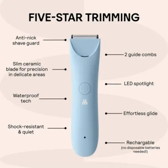 Meridian Slimmer Trimmer, Precision Pubic & Body Hair Trimmer for Women and Men - Sky Blue image {3}
