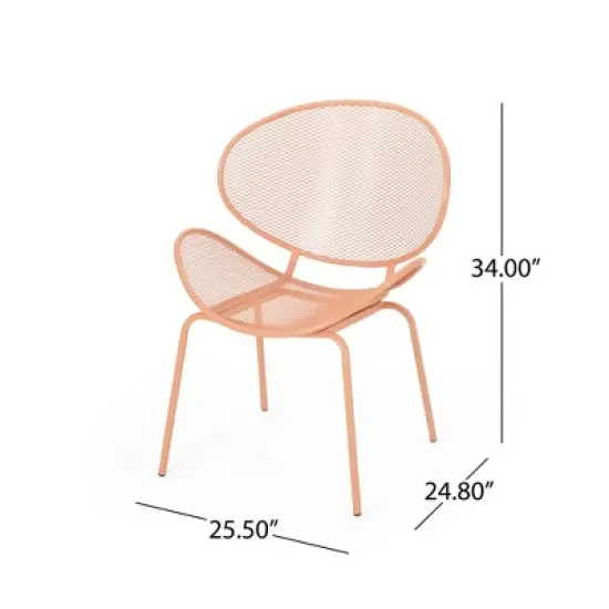 2pcs Outdoor Chairs, Shell Shaped Seats Dining Chair With Round Backrest, Patio Metal Bistro Chair, Weather-resistant Armless Chairs image {4}