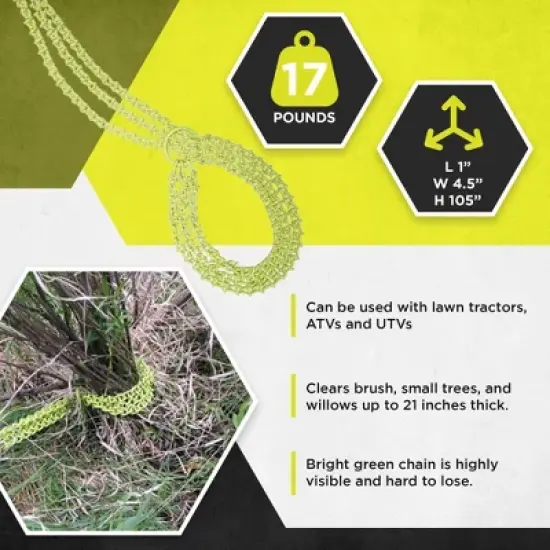 Brush Grubber BG-19 Shrub Clump HD Tree Grabber 6 Foot Metal Chain System, Removes Clumps Up To 21 Inches Around, For Use w/ ATV & UTV image {2}