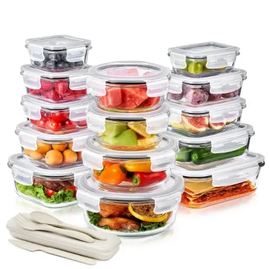 Sorbus Glass Food Storage Containers with Lids - Airtight, Microwave, Fridge, Dishwasher, Oven Safe, BPA-Free, Meal Prep Containers image {8}