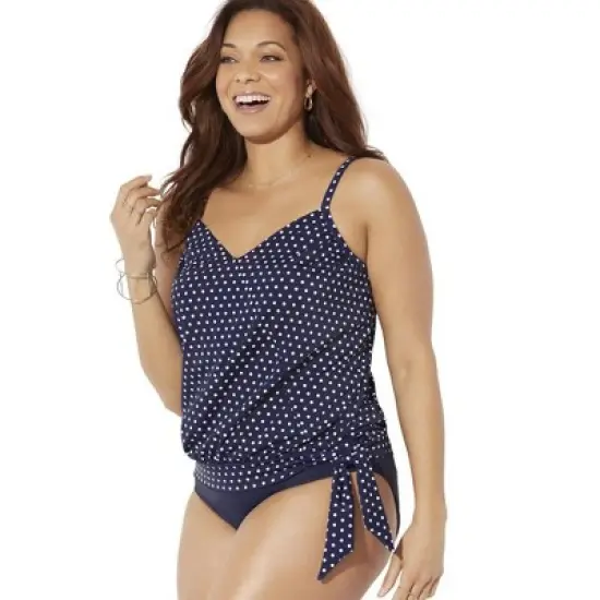 Swimsuits for All Women&rsquo;s Plus Size Side Tie V-Neck Tankini Top image {1}