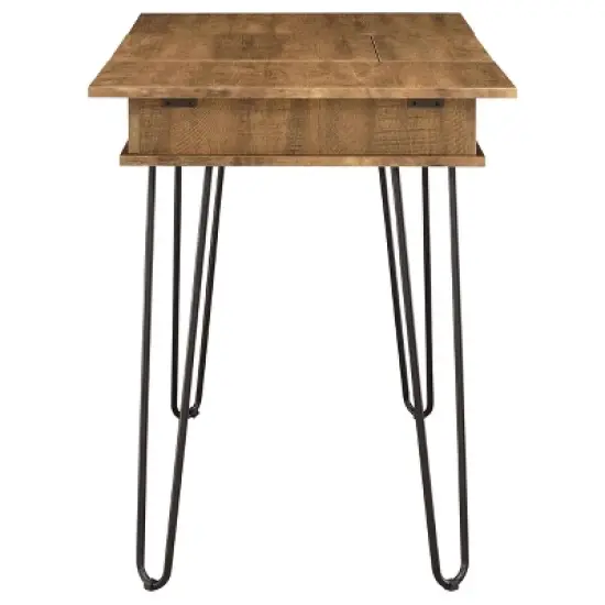Sheeran Storage Writing Desk with Hairpin Legs Rustic Amber - Coaster image {5}