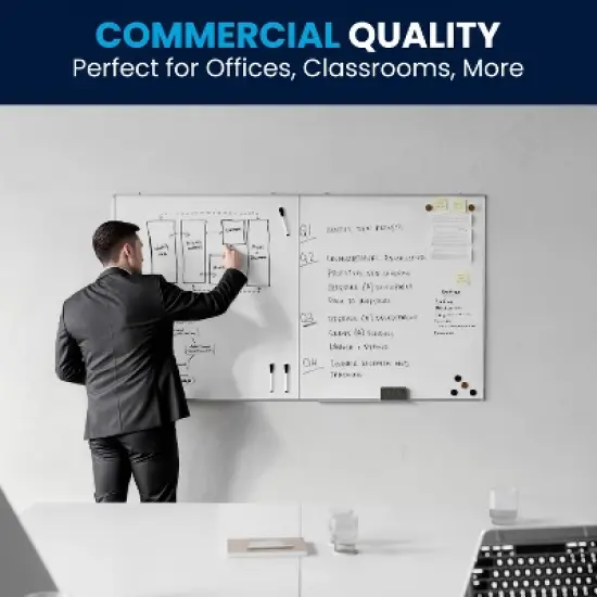 Flash Furniture HERCULES Commercial Whiteboard, Aluminum Magnetic Dry Erase Board with Wall Mount, Marker Tray, Eraser, 3 Markers, 6 Magnets image {11}