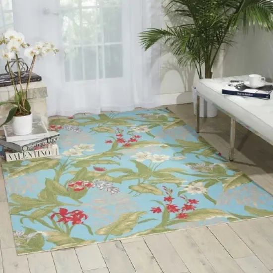 Waverly un & Shade "Wailea Coast" Aqua Indoor/Outdoor Area Rug by Nourison image {1}