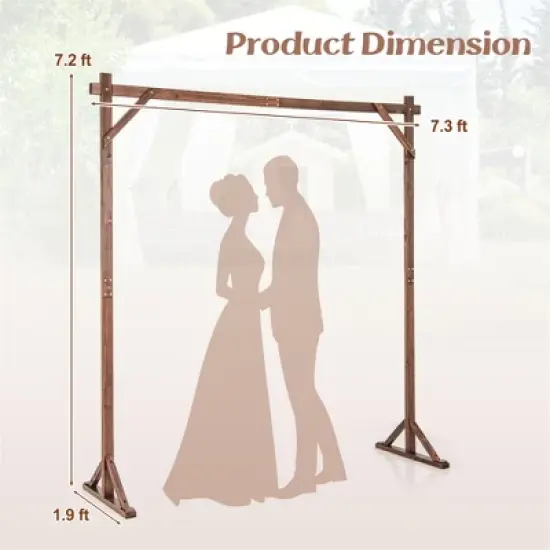 Tangkula 7.2 FT Square Wedding Arch Wooden Arbor Backdrop Stand w/ Triangular-Shaped Base image {8}