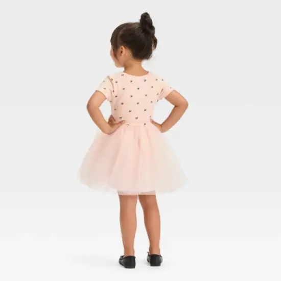 Toddler Girls' Bow-Tie Short Sleeve Knit Tulle Dress - Cat & Jack&trade; Pink image {1}