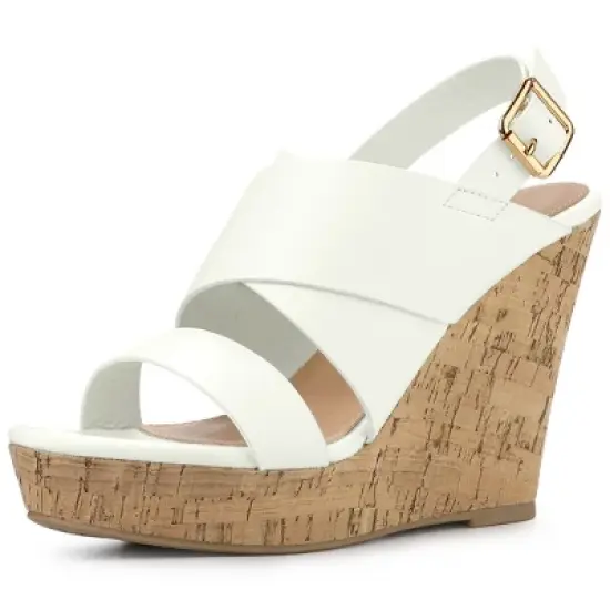 Allegra K Women's Wood Wedges Platform Wedge Sandals image {8}