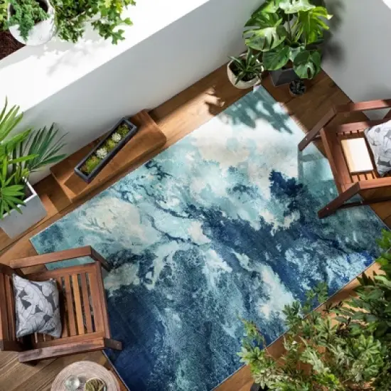 Mark & Day Britsum Rectangle Woven Indoor and Outdoor Area Rugs Dark Blue image {1}