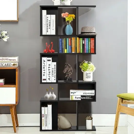 Costway 5 Cubes Ladder Shelf Freestanding Corner Bookshelf Display Rack Bookcase image {3}