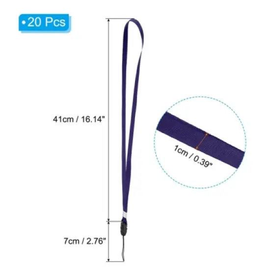 Unique Bargains Polyester Wear-resistant Lightweight Name Tag Neck Lanyards with Hook 20 Pcs image {1}