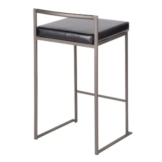 Set of 2 26" Fuji Contemporary Stackable Counter Height Barstools Antique with Cushion image {3}