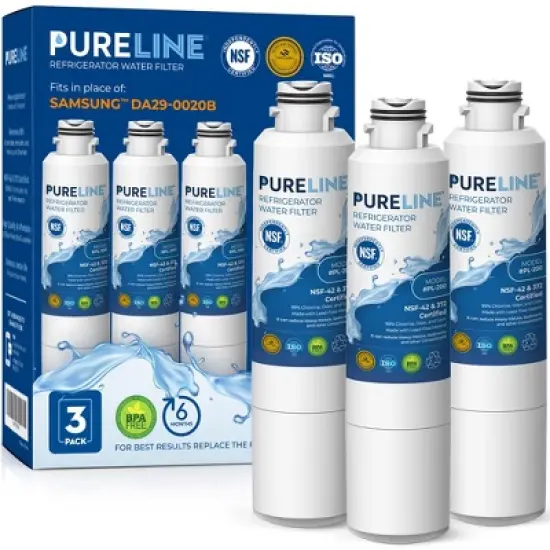 PureLine Samsung DA29-00020B Compatible Refrigerator Water Filter, Also Replacement for DA29-00020A, HAF-CIN EXP, DA97-08006A (3 Pack) image {8}