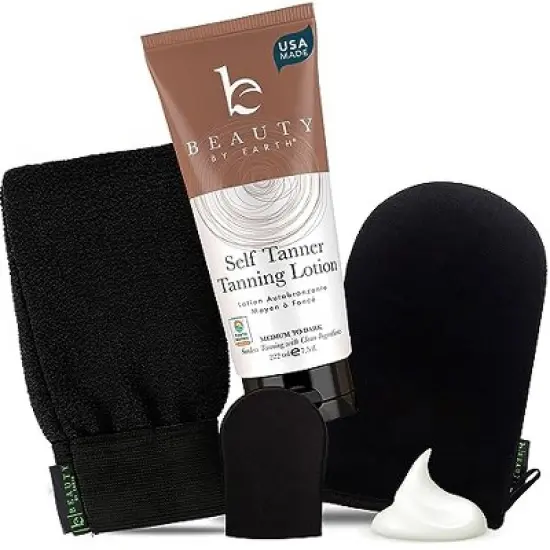 Beauty by Earth Self Tanner Lotion and Self Tanning Mitt image {11}