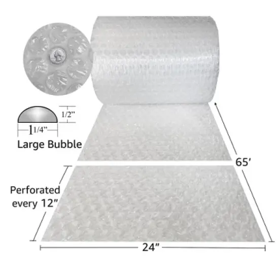 UBMOVE Bubble Roll Wrap - 24" Wide x 65' Long with Large 1/2" Bubbles image {1}