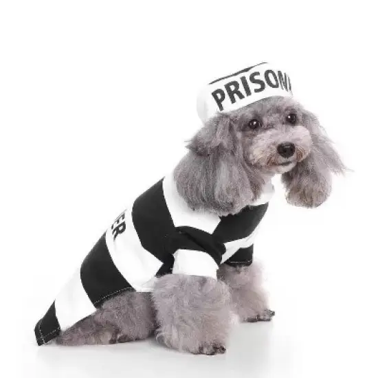 Pet Life Striped Retro Inmate Prisoner Uniform Dog Costume image {3}