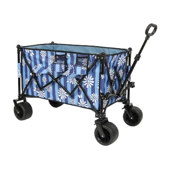 Collapsible Foldable Extended Wagon, 480lbs Weight Capacity, w/ Big All-Terrain Beach Wheels & Drink Holders, Side Pocket and Brakes, mosquito net image {10}