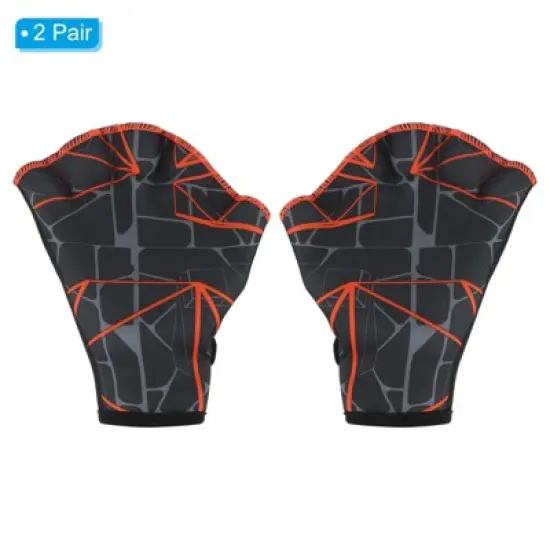 Unique Bargains Swimming Diving Training Resistance Webbed Aquatic Gloves 2 Pairs image {2}
