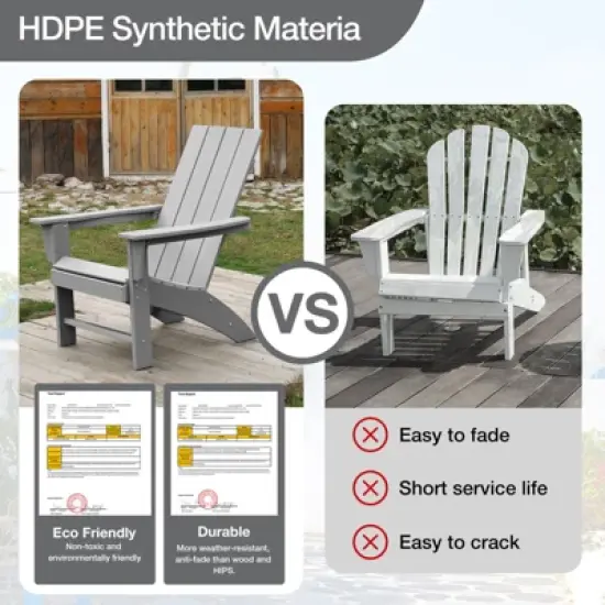 GARPROVM Cozy HDPE Adirondack Chair Weather-Resistant Outdoor Patio Chair image {3}