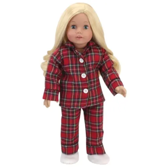 Sophia&rsquo;s Red Flannel Pajamas and Slippers Set for 18" Dolls image {1}