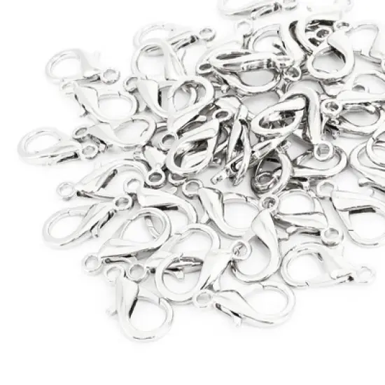 Unique Bargains Metal Necklace Bangle Lobster Claw Clasp Silver Tone 50 Pcs image {5}
