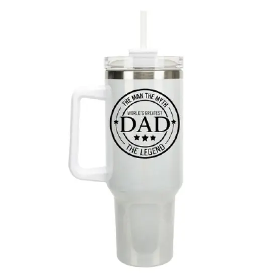 Elanze Designs World's Greatest Dad Myth Legend 40 oz. Stainless Steel, Large Water Bottle Coffee Mug, Spill & Leak Resistant, Thermal Travel Tumbler image {1}