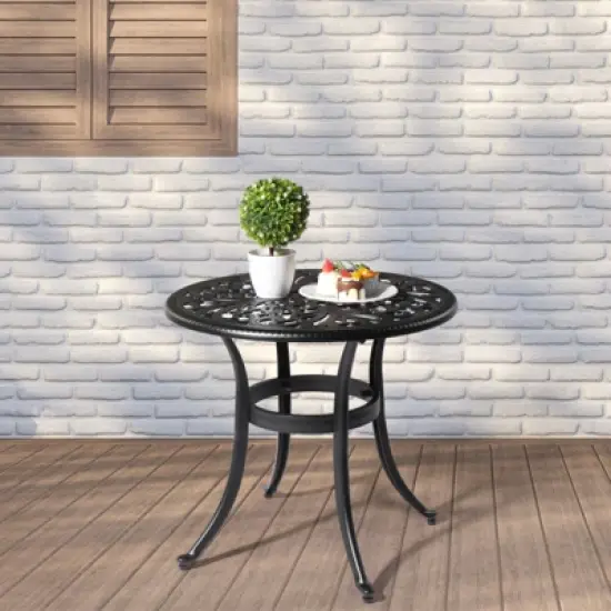 Syemin Patio End Tables, Modern Decorative Side Tables, Stylish Design for Patio, Living Room, Indoor and Outdoor Use, Black, 23.6"*23.6"*20.7" image {2}