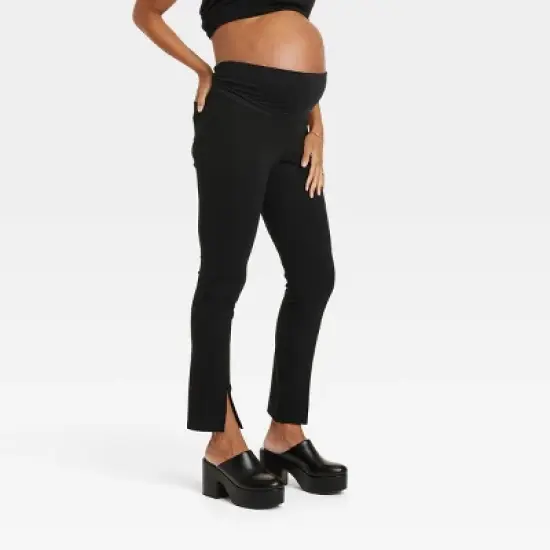 Over Belly Split Front Ponte Maternity Pants - Isabel Maternity by Ingrid & Isabel&trade; Black image {3}