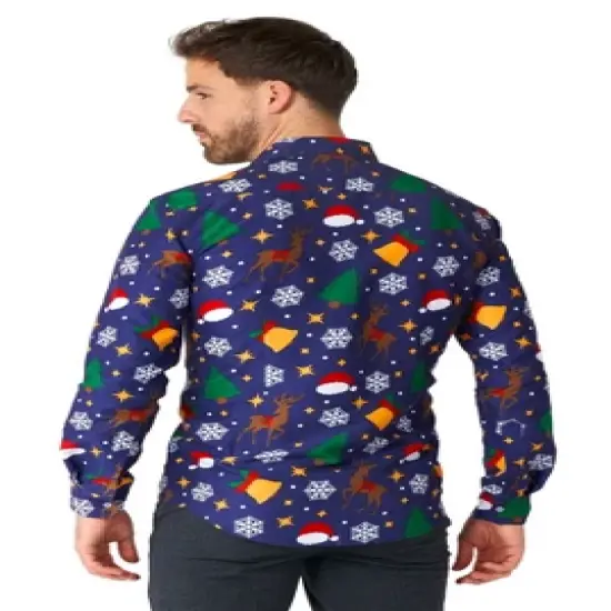 Suitmeister Men's Christmas Shirt - Christmas Icons Blue image {1}