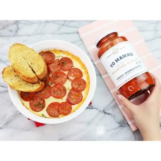 Yo Mama's Foods Low-Sodium & Low-Carb Keto Roasted Garlic Pasta Sauce 3pk / 25oz image {2}