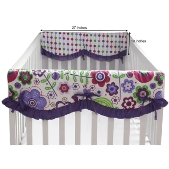 Bacati - Botanical Purple Crib Rail Guard Covers set of 2 image {2}