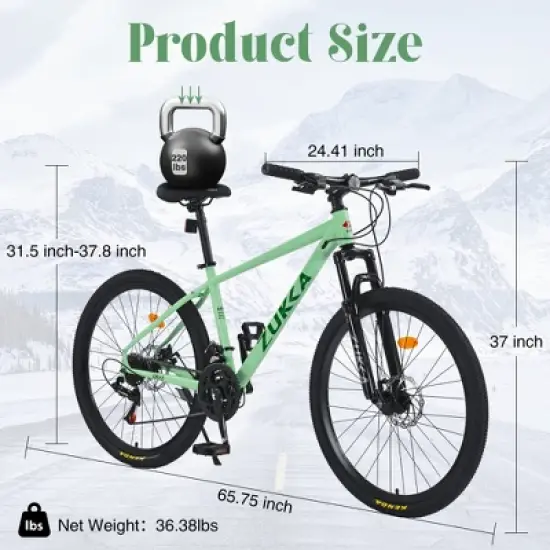 26 Inch Suspension Mountain Bike, 8-Speed Rear Derailleur and 3x8 Speed Shifter, Mountain Bike for Men and Women image {4}