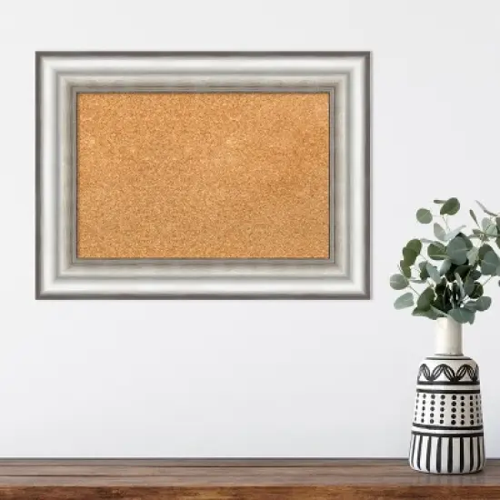 Amanti Art Salon Silver Framed Corkboard, Natural Cork image {4}