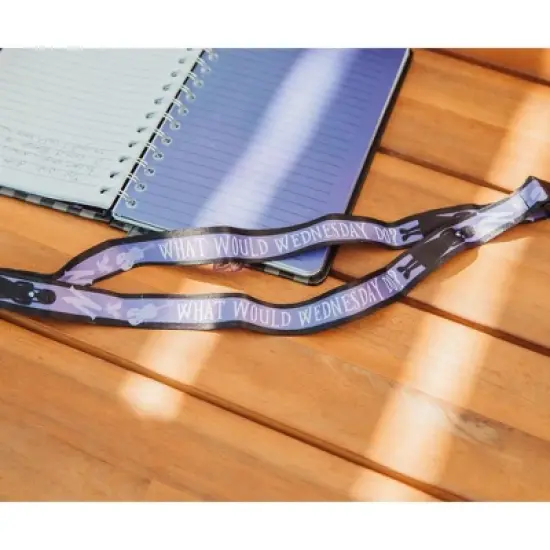 Silver Buffalo Addams Family Wednesday Silhouette Lanyard with ID Badge Holder and Thing Charm image {8}