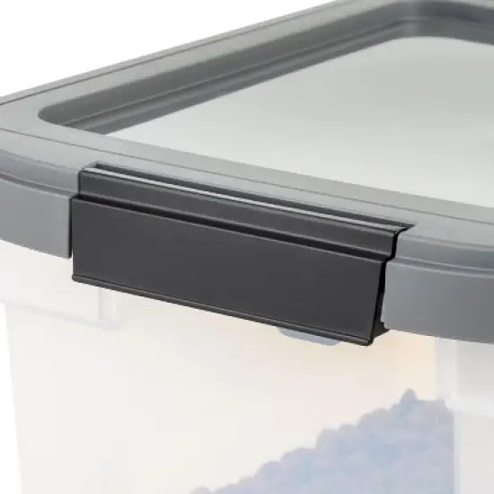 IRIS USA Airtight Dog Food Storage Container 25 lbs, Removable Wheels, for Dog Cat Bird and Other Pets, Clear/Dark Gray image {7}