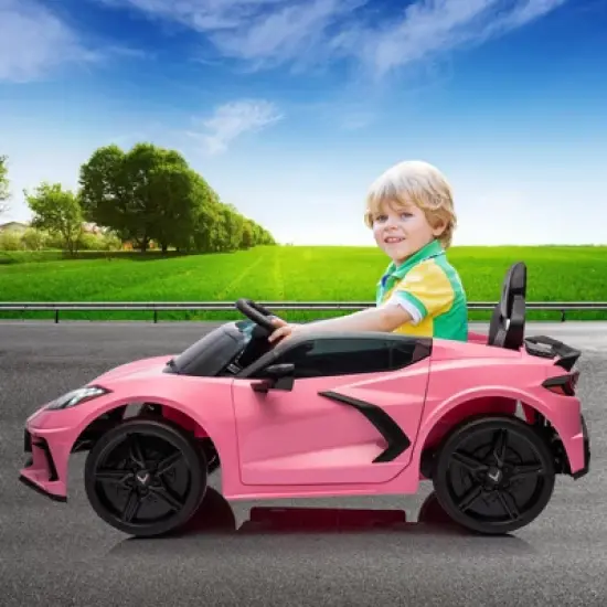 12V Kids Ride-On Sports Car &ndash; Licensed Corvette Electric Car Toy with Remote Control, Visual Dashboard, LED Lights & Music image {6}