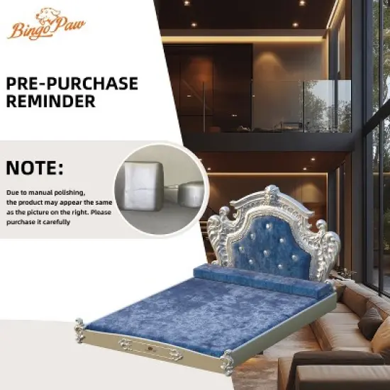 Artloge Luxury Pet Bed High-end Dutch Velvet Dog Bed Noble Pet Dog Cat Sofa Upholstered Cat Couch  with Washable Cover & Carved Headboard image {5}