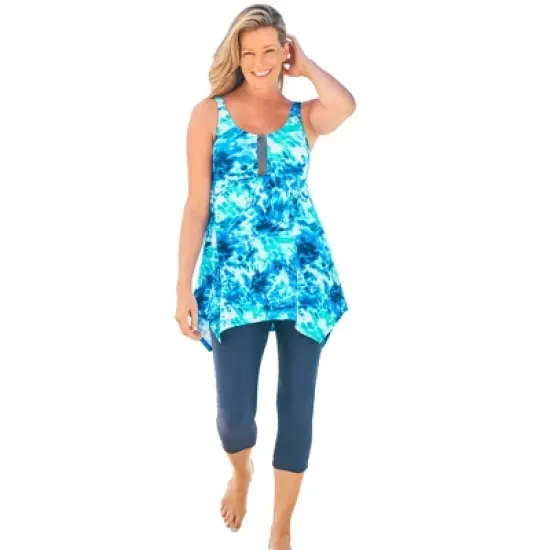 Swim 365 Women&rsquo;s Plus Size Longer-Length Tankini Top image {10}