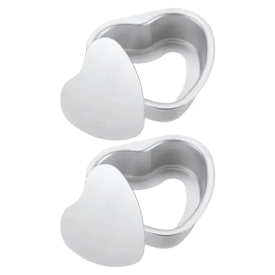 Unique Bargains Aluminum Nonstick Heart Shaped Removable Bottom Cake Pan 2 Pcs image {6}