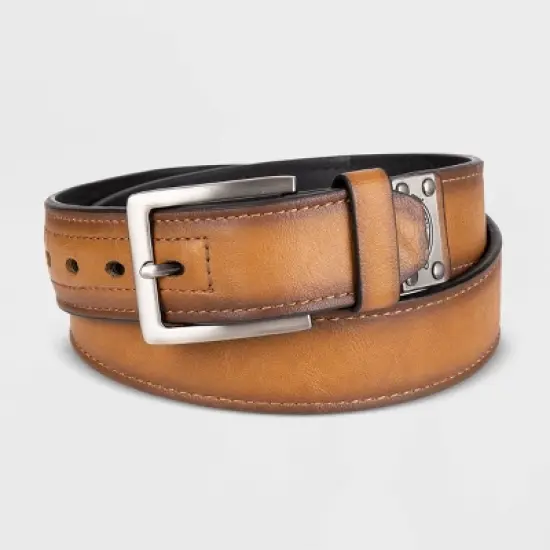Dickies Men's Workwear Belt with Metal Logo Plaque - Brown image {5}